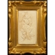 KOBIETA Z AMORKAMI, płaskorzeźba, alabaster, akademizm, Francja, XIX wiek. 