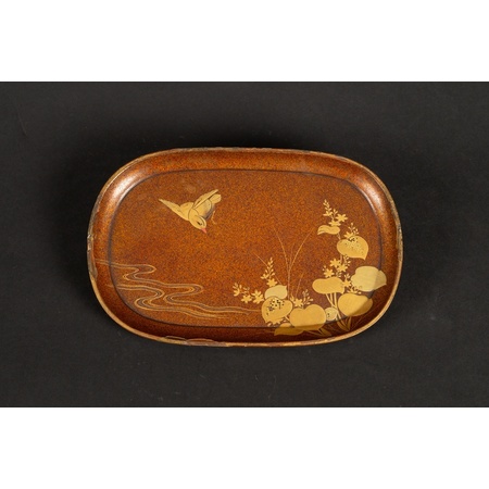TRAY WITH BIRD, makie-e lacquer, Japan, Edo/Meiji era, 19th century