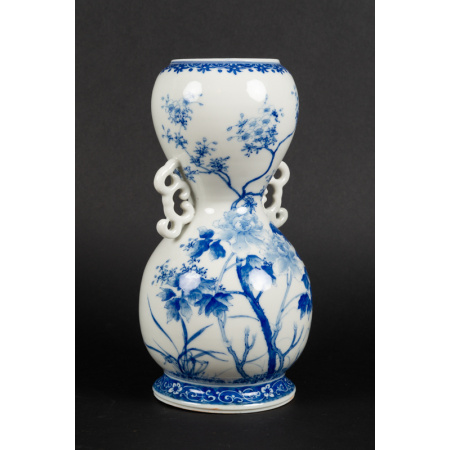 +Vase with flowers, Seto, Japan, Meiji era (1868-1912).