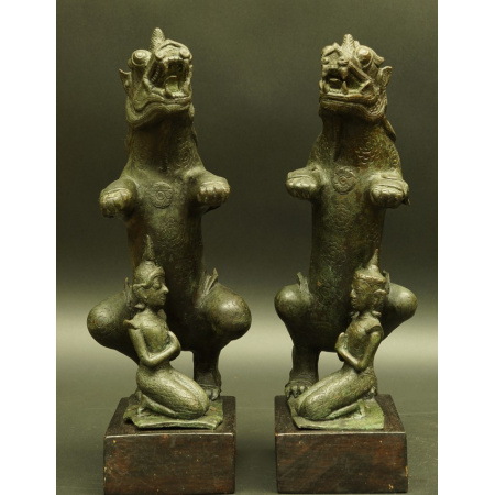 STRAŻNICY ŚWIĄTYNI, brąz, Tajlandia (?), XIX w.